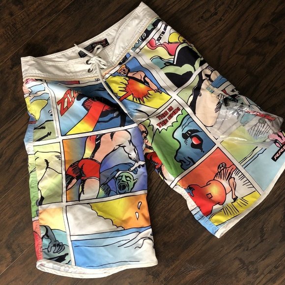 RRD Board Shorts Radical Style Comic Rare Men's 30 Roberto Ricci Designs Surf - Picture 2 of 9